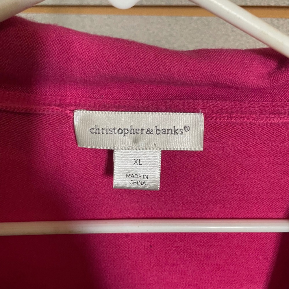 Christopher & Banks XL Ombre Pink Black Cardigan scarf Rhinestone Fringe‎ - Picture 2 of 6